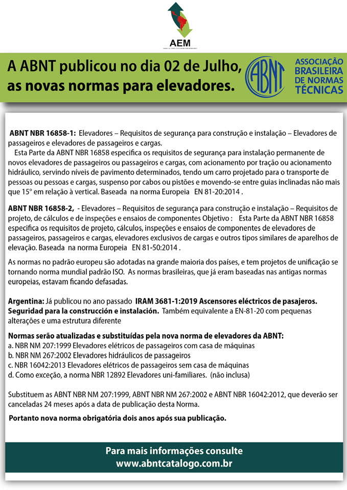 ABNT publica novas normas para elevadores