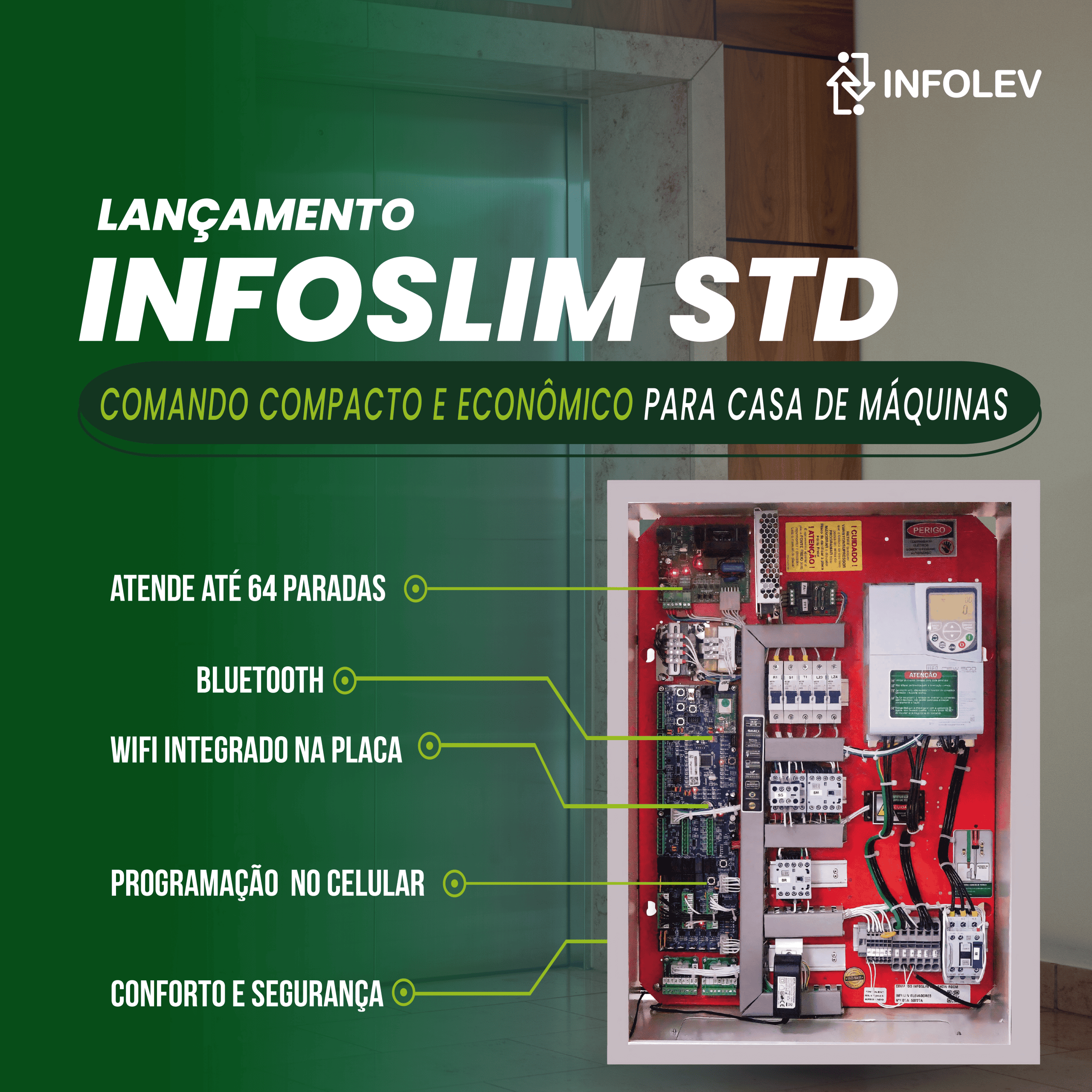 Infolev lança novo quadro de comando eletrônico para elevadores